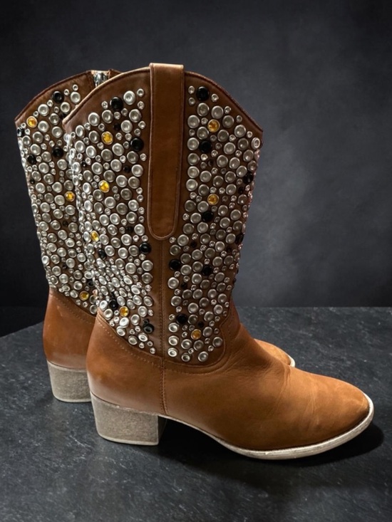Modern Vice Shoes - Modern Vice Brown Studded Heeled Boots